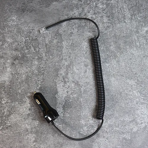 DAMAVO 12V/5V USB car charger with DC RJ 12 coiled cable assembly