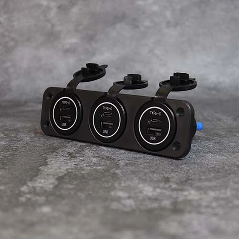 DAMAVO 3 ウェイ カスタム パネル マウント PD QC 3.0 高速カーチャージャー 6 USB 充電コンセント