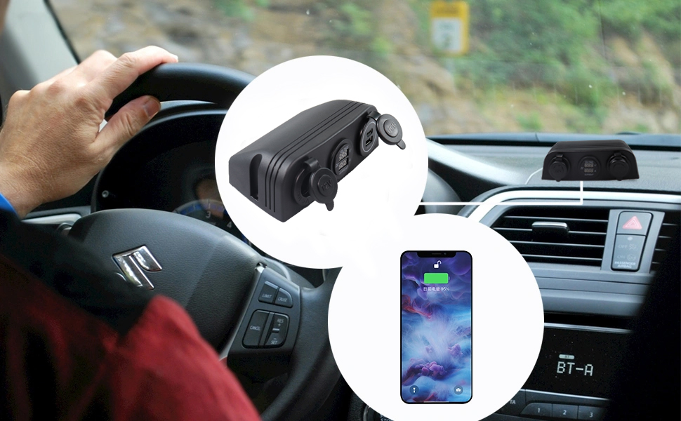 12V car adapter to outlet, Type-C charger for car, 12V DC voltmeter manufacturer