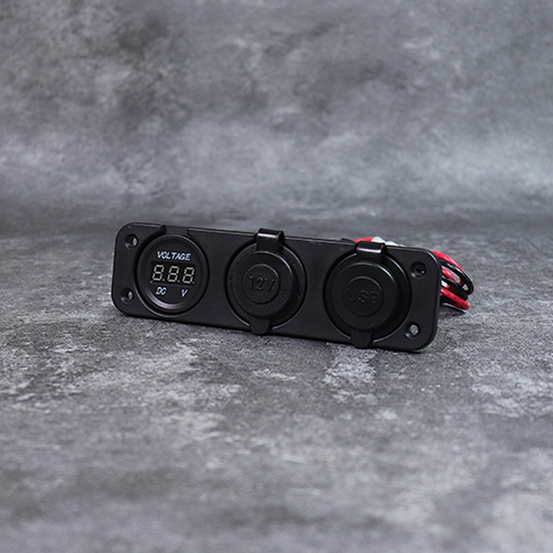 DAMAVO Car charger with type C port voltmeters and switches panel mount