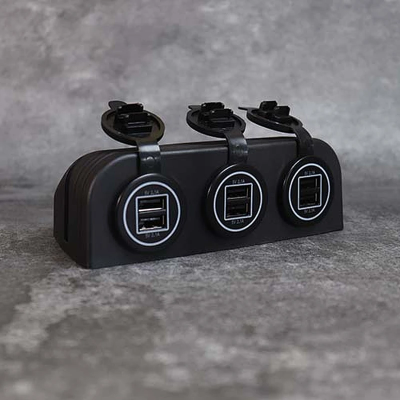 شاحن سيارة DAMAVO 3 way USB مزدوج 5V 2.1A 6 مقبس