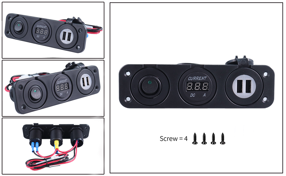 لوحة تبديل RV ، شاحن USB مع شاشة الجهد ، أفضل شاحن سيارة USB 12V manufacturer