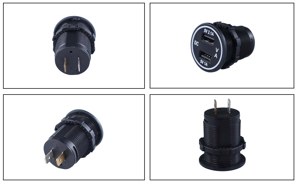 DAMAVO tcar usb socket，flush mount 12v socket,voltmeter with charger