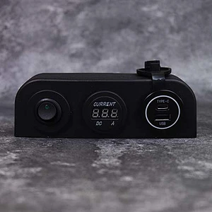 DAMAVO 12V rocker switch panel USB type C car adapter charger Current meter