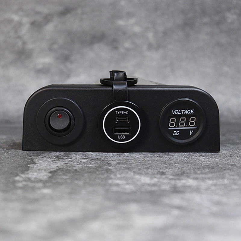 DAMAVO Marine USB Socket 12V Digital Voltmeter Type C Charger พร้อมสวิตช์