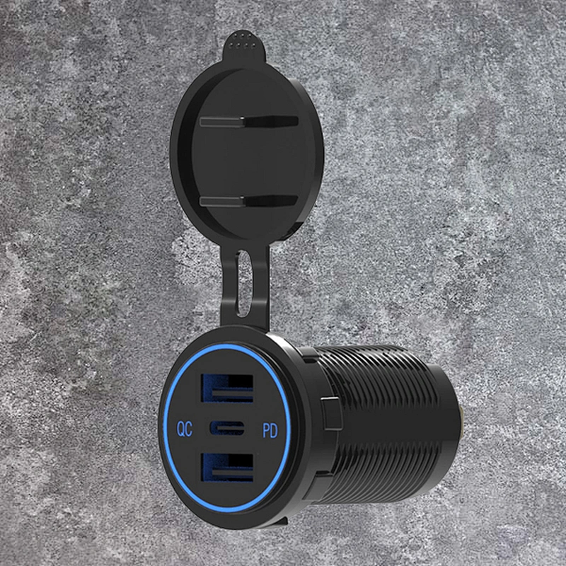 DAMAVO 3 พอร์ต USB ที่ชาร์จแบตในรถกับอะแดปเตอร์เต้าเสียบ PD + QC A + C อะแดปเตอร์
