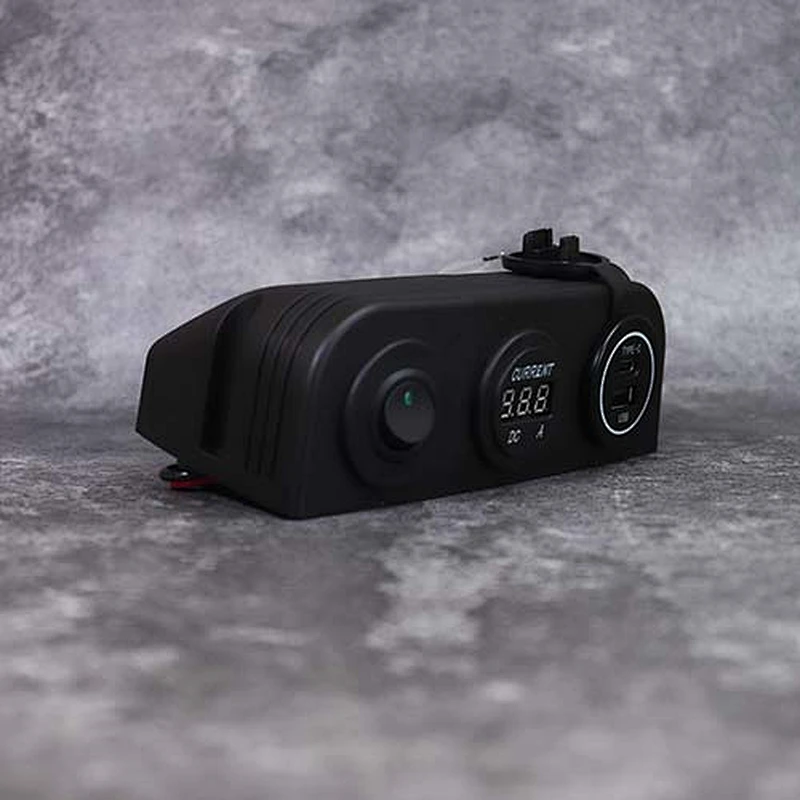DAMAVO 12V لوحة التبديل الهزاز USB نوع C محول السيارة شاحن متر الحالي