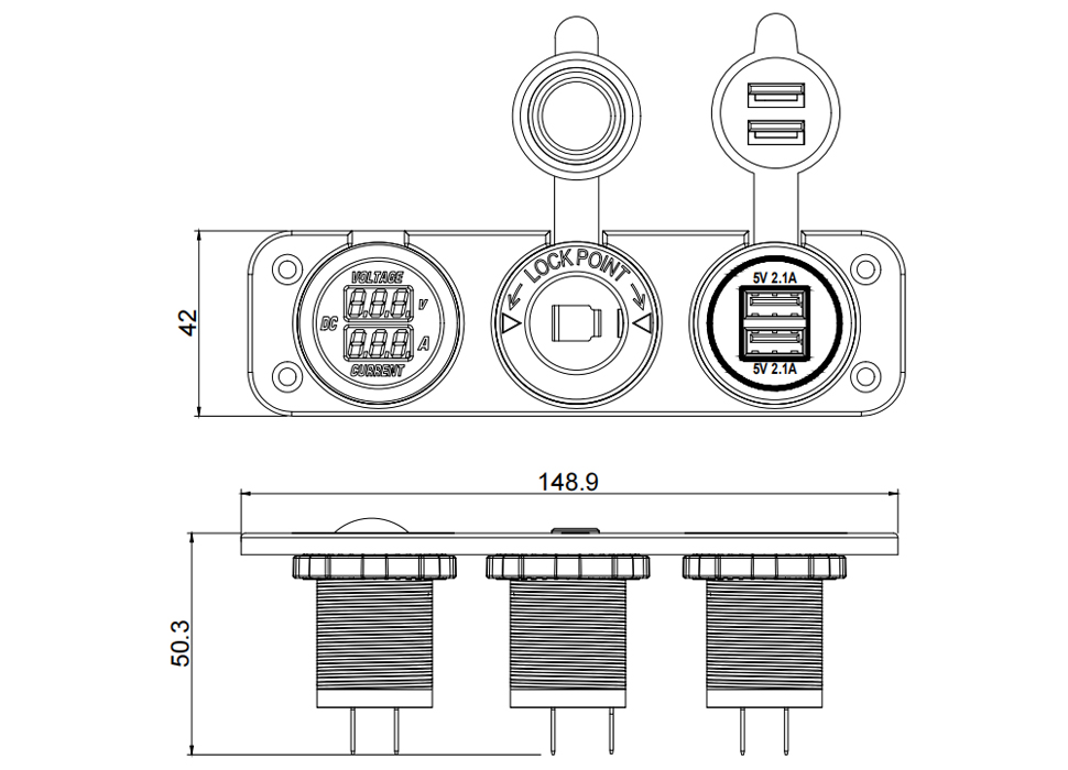 Kfz-USB-Ladegerät, Steckdose 24V, Voltmeter und Amperemeter Preis from DAMAVO