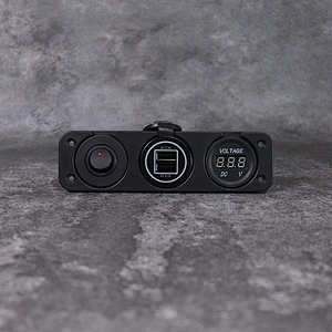 DAMAVO USB power outlet automotive 12V volt flush mount with voltmeter & switch