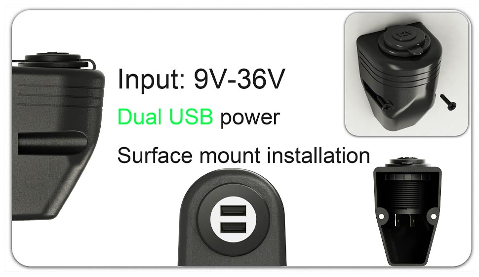 USB adapter auto ,panel mount USB port ,dual USB car charger adapter