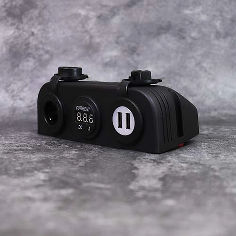 DAMAVO USB A カーチャージャー 12ボルト アクセサリーコンセント マリン充電ポート + 電源ソケット + 電流計