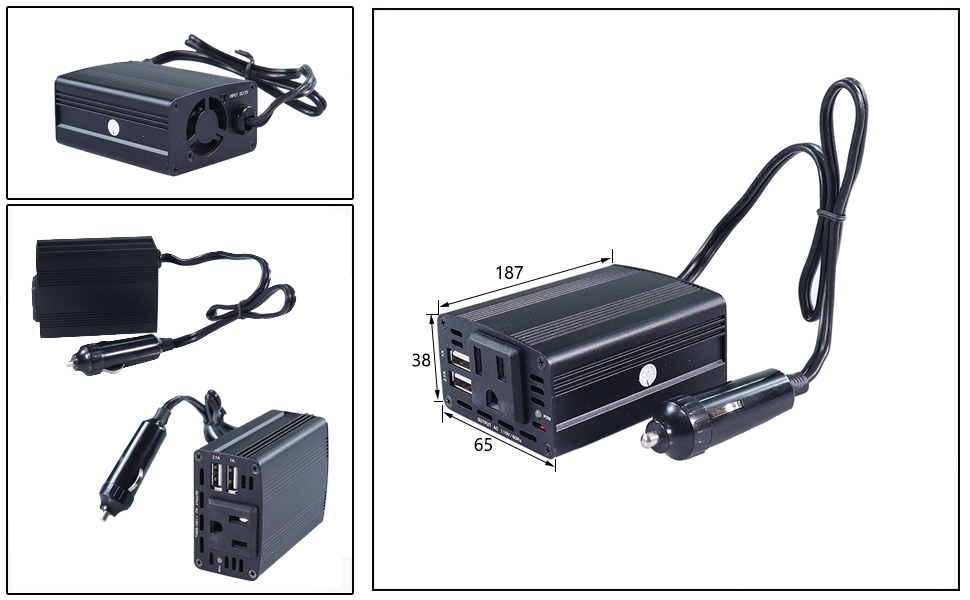 Kfz-Feuerzeug an Netzteil, 12 V DC USB-Steckdose, Kfz-Feuerzeug-Adapter an Netzsteckdose, DAMAVO
