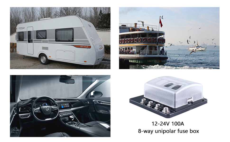 caixa de fusíveis marítimos, suporte da caixa de fusíveis, Autocaravana com caixa de fusíveis 12V manufacturer