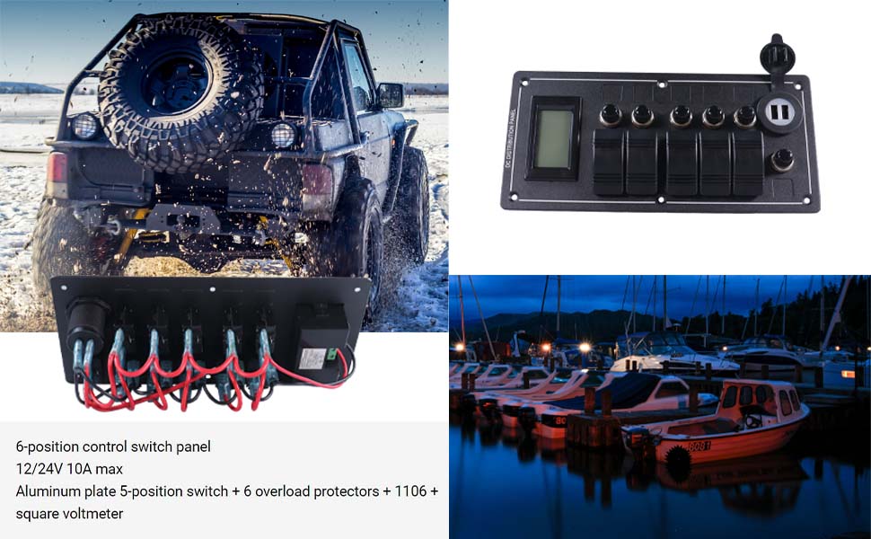 12v rocker switch , 5 switch panel, marine panel board factory