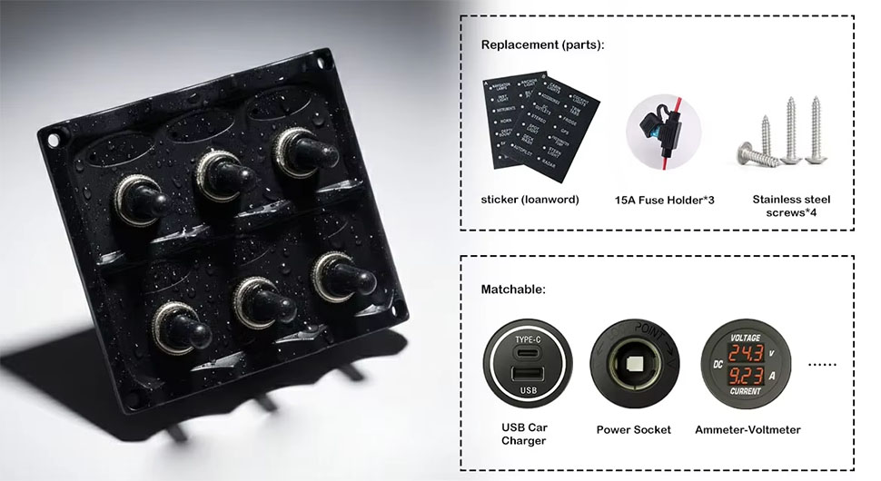 DAMAVO custom toggle switch panel,toggle switch panel,marine toggle switch panel