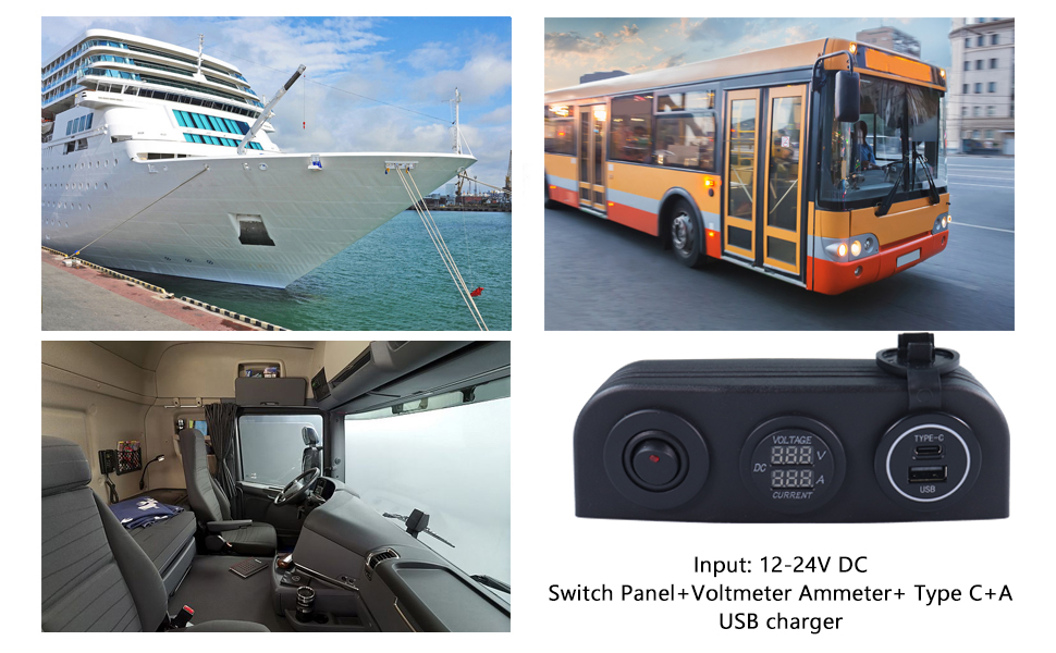 DAMAVO marine usb panel, usb 3.0 panel mount, dc panel voltmeter ammeter