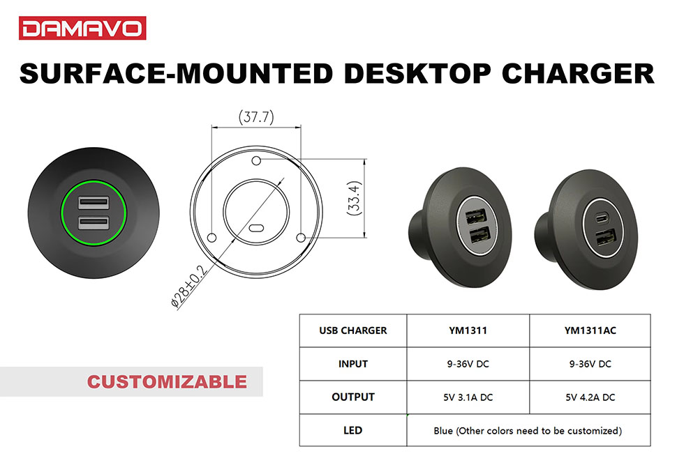DAMAVO charging port forcar ,charging port usb,automotive usb portcustom ODM