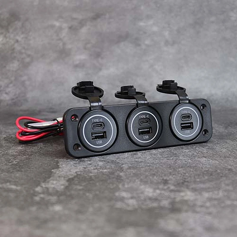 DAMAVO 3 ウェイ カスタム パネル マウント PD QC 3.0 高速カーチャージャー 6 USB 充電コンセント