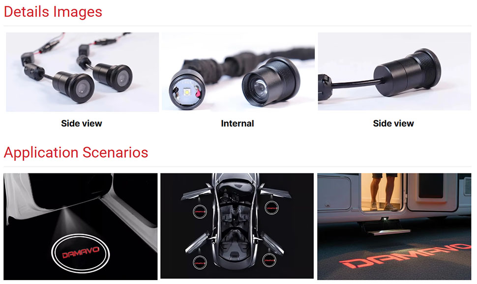 DAMAVO lights under car door,LED car door lights custom,car side door lights OEM