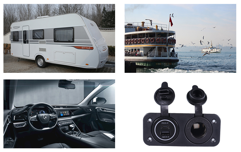 high quality 12 volt plug types,portable car lighter,Panel mount USB