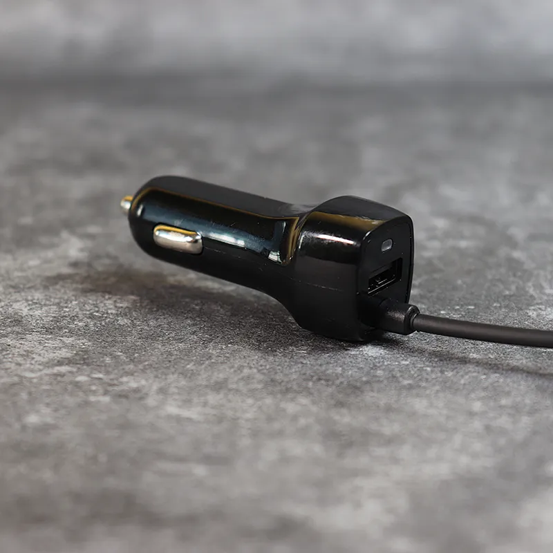 DAMAVO 12V/5V USB car charger with DC RJ 12 coiled cable assembly