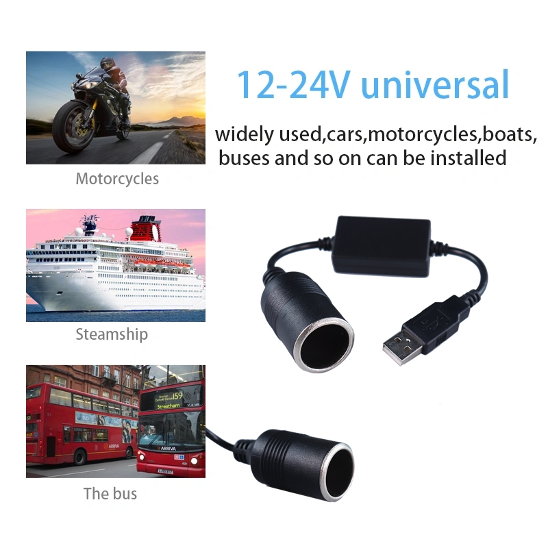 high quality USB 5V to 12V car lighter socket, car power outlet to plug, cigarette lighter charger adapter