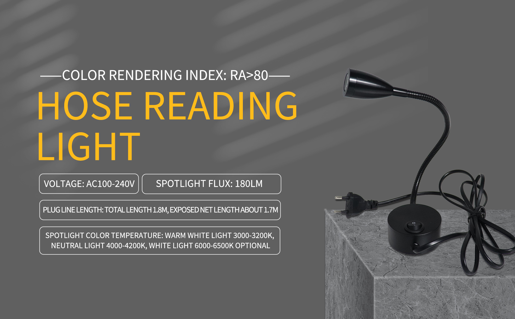 Damavo YML260 Details page-2 flexible reading light,led reading light bed