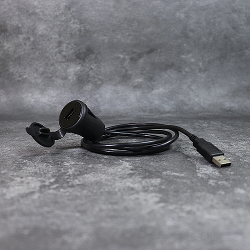 DAMAVO Single socket extension lead car stereo USB cable dash mount