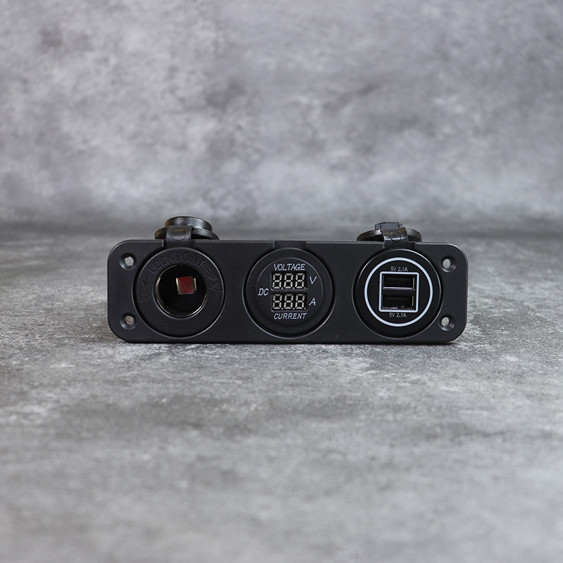 DAMAVO Vehicle USB charger socket 24V voltmeter and ammeter panel