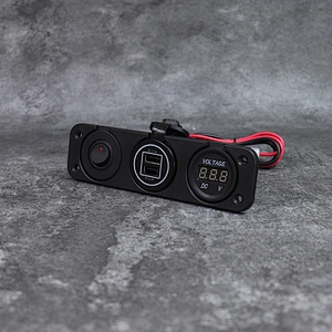DAMAVO USB power outlet automotive 12V volt flush mount with voltmeter & switch