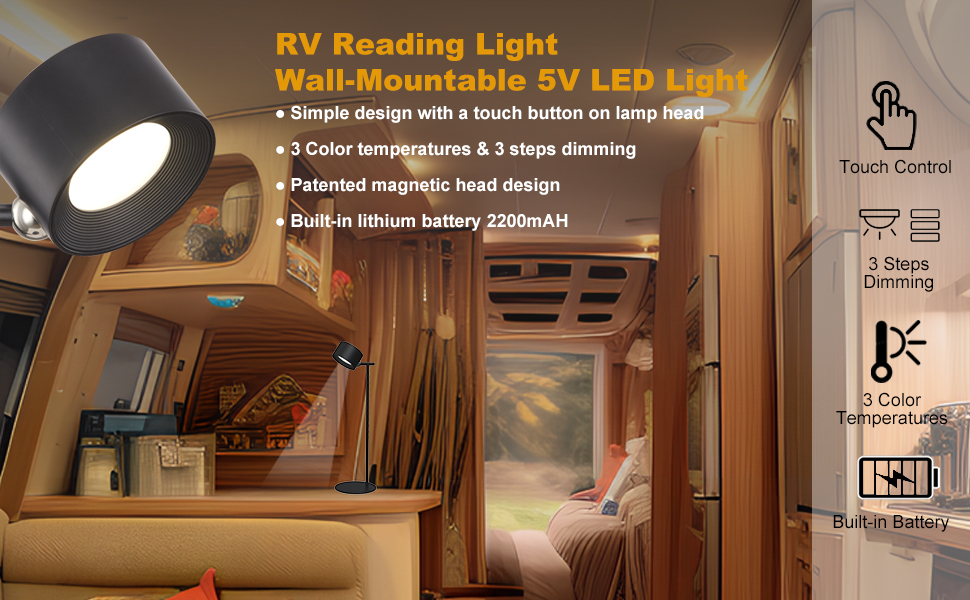 DAMAVO CE rv reading light ,wall mountable reading light ,5v led light