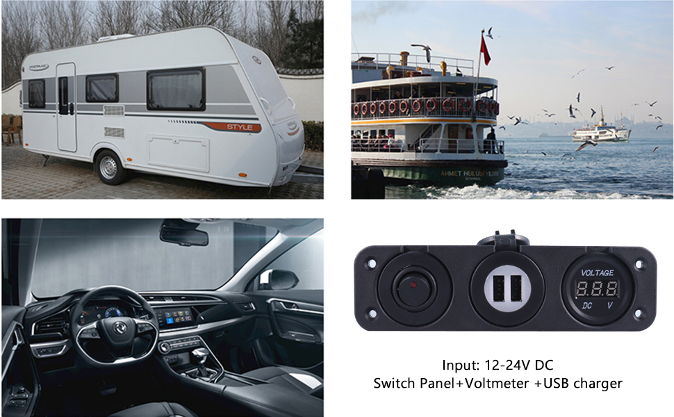 automotive USB outlet, 24V voltmeter, rocker switch voltmeter DAMVO