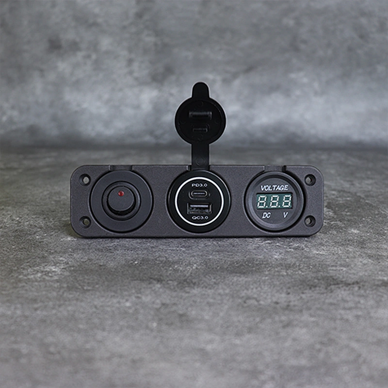 DAMAVO USB C PD Voltmeter 12 volt cigarette Lighter Adapter with Switch