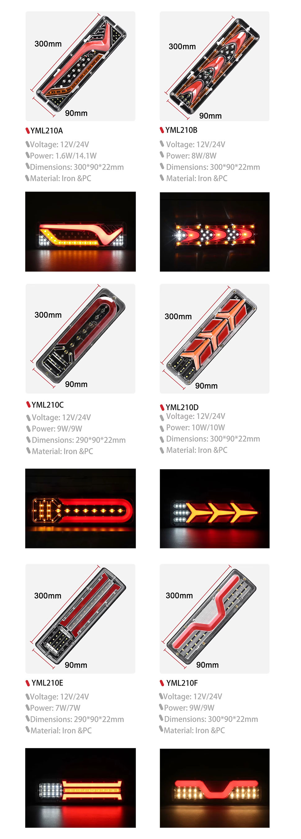 DAMAVO tail lights LED for truck,LED bar for truck,LED truck tail lights OEM