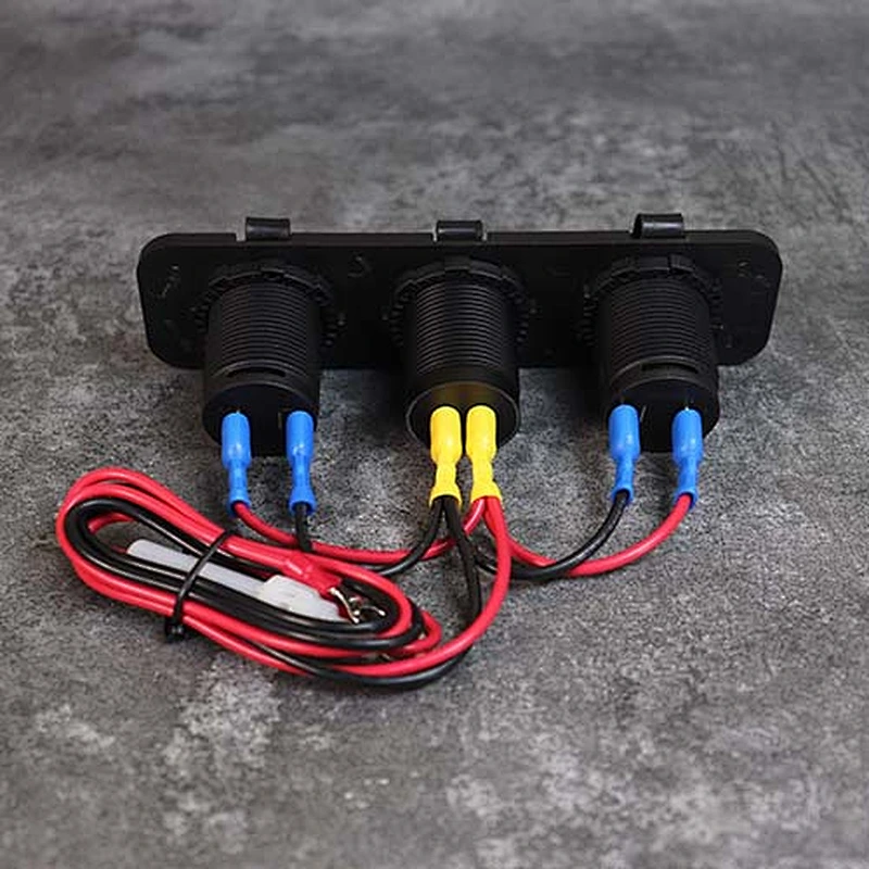 DAMAVO Soket pemantik rokok 3 way Marine RV outlet 2 soket daya tugas berat + Pengisi daya USB ganda
