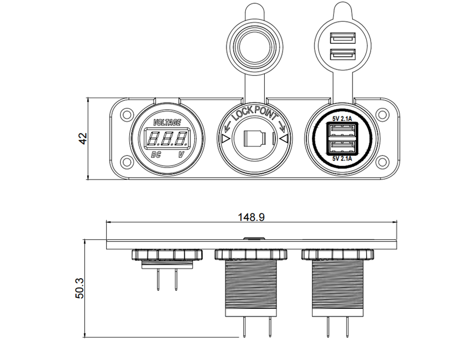 RV-USB-Anschluss, 12-Volt-DC-Buchse, 12-Volt-Digitalvoltmeter manufacturer
