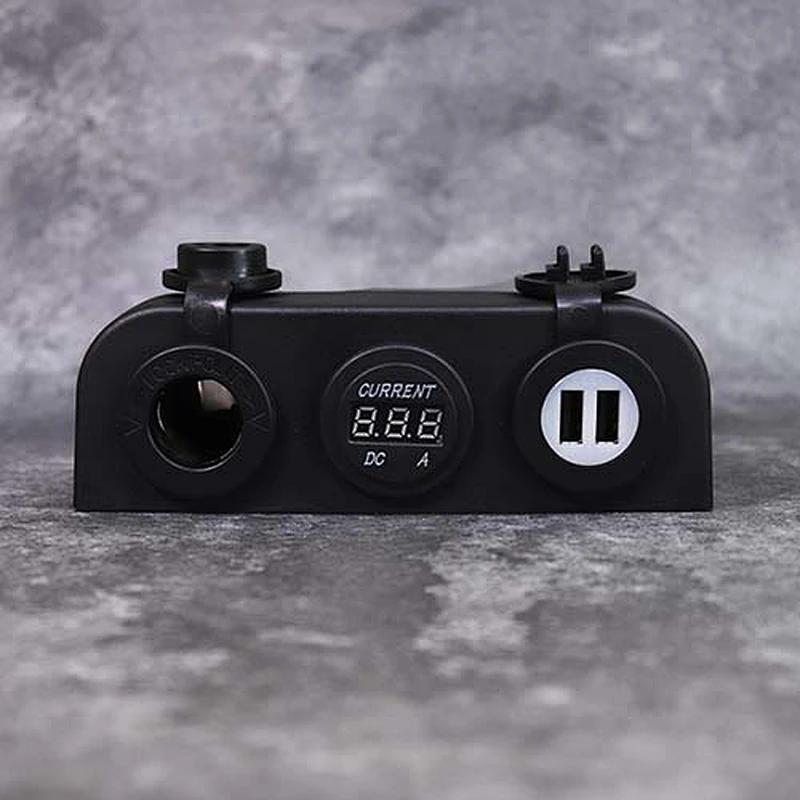 DAMAVO USB A カーチャージャー 12ボルト アクセサリーコンセント マリン充電ポート + 電源ソケット + 電流計