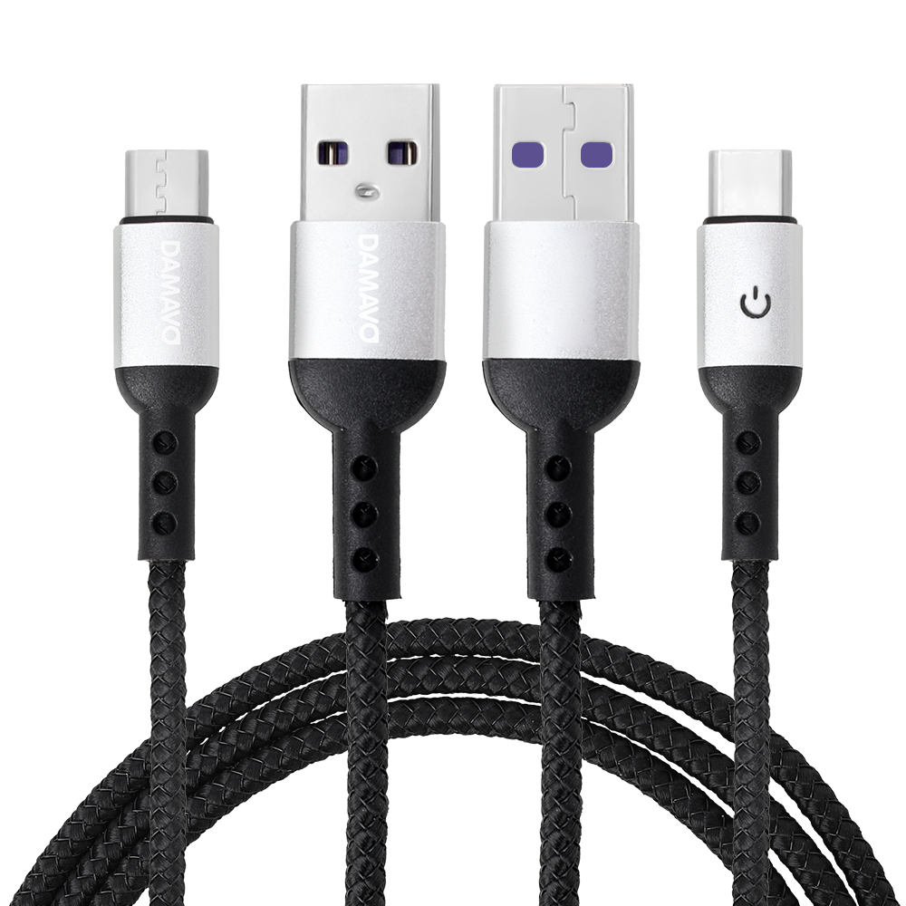 DAMAVO Fast charging micro USB cable types of charging braid cords