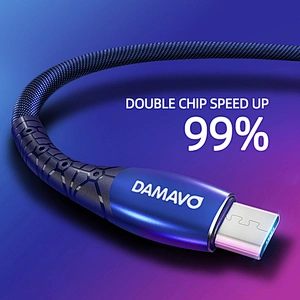 Kabel pengisi daya USB DAMAVO kabel microusb Braid USB kabel daya