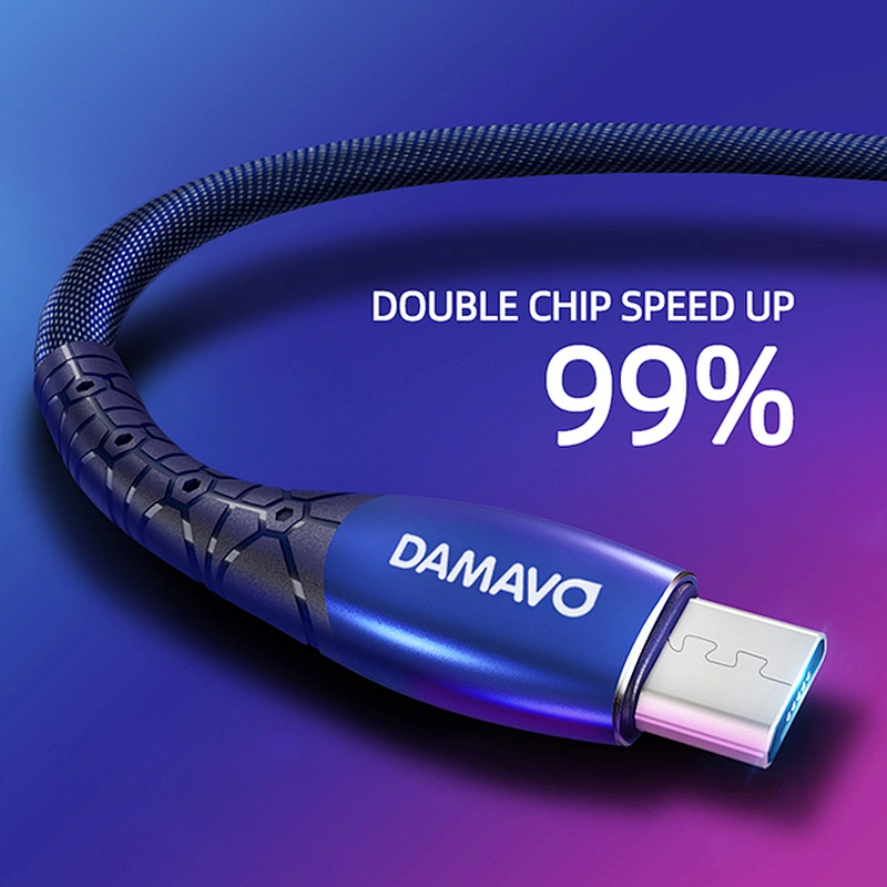 Kabel pengisi daya USB DAMAVO kabel microusb Braid USB kabel daya