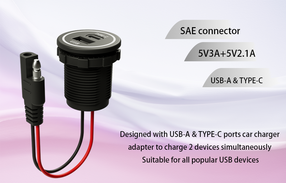 DAMAVO usb c front panel, smart car charger, usb c car adapter