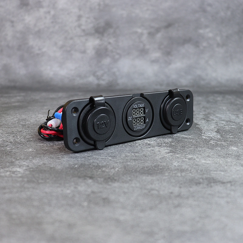 DAMAVO Kfz-USB-Ladegerät 24 V Voltmeter und Amperemeter-Panel