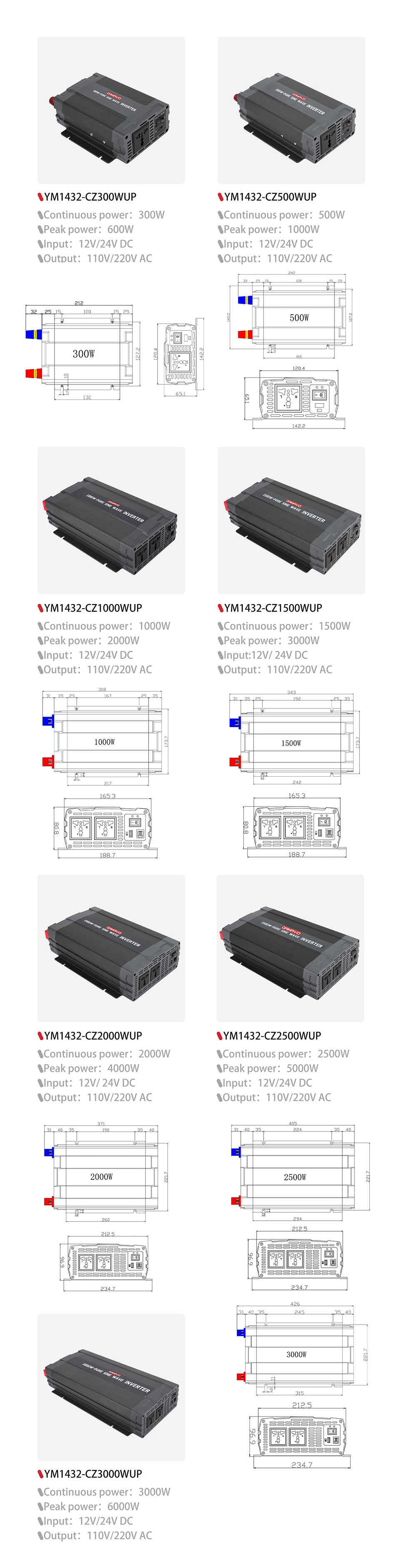 DAMAVO power inverters for vehicles,RV power inverters,3000w power inverters OEM