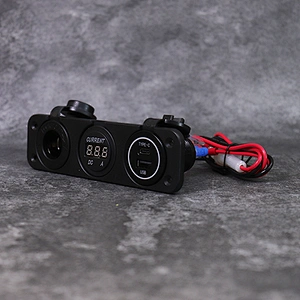 DAMAVO USB C 18W 24V شاحن سيارة شاحن متنقل + Ammeter + مقبس كهرباء