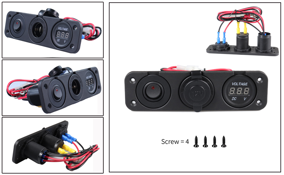 12-Volt-Adaptersteckdose, Auto-Voltmeter-Messgerät, Zubehörsteckdose im Auto in car
