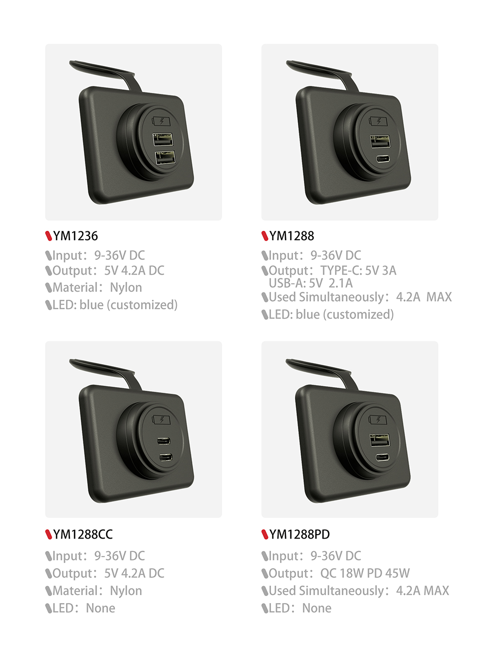 DAMAVO surface mount usb port usb charger port usb power outlet custom CE