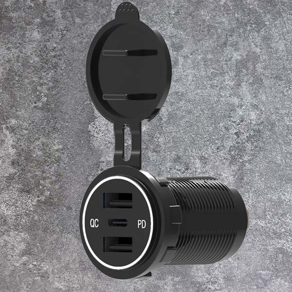 DAMAVO 3 พอร์ต USB ที่ชาร์จแบตในรถกับอะแดปเตอร์เต้าเสียบ PD + QC A + C อะแดปเตอร์