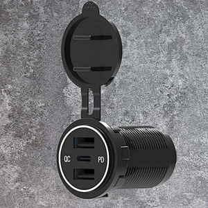 DAMAVO 3 יציאות USB מטען לרכב מצית לשקע מתאם PD + QC A+C מתאם