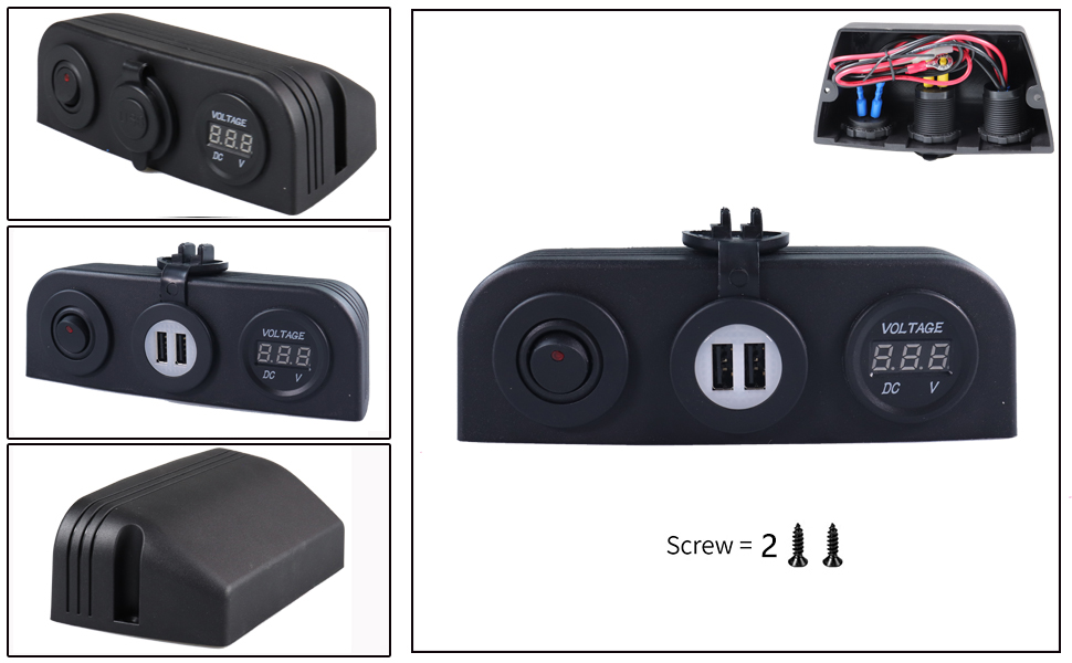 12v USB ソケット フラッシュ マウント、スイッチ付き 12v USB ソケット、自動電圧計 manufacturer