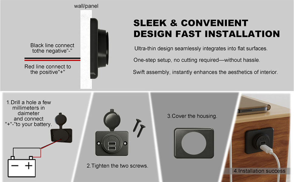 CE surface mount usb port usb charger port usb power outlet custom